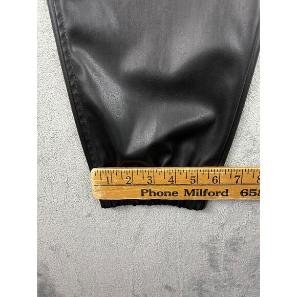 LOGO Lori Goldstein Faux Leather Joggers 10 Black Stretchy Pleather Minimalist - Picture 14 of 16